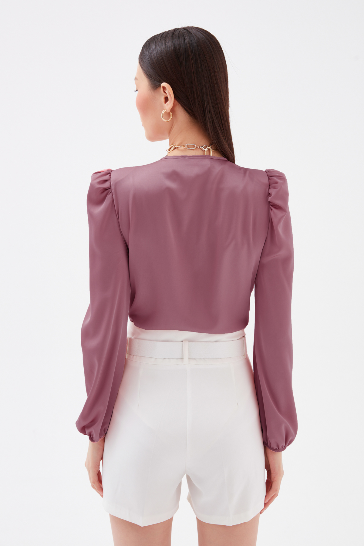 Kruvaze saten bodysuit - PUDRA