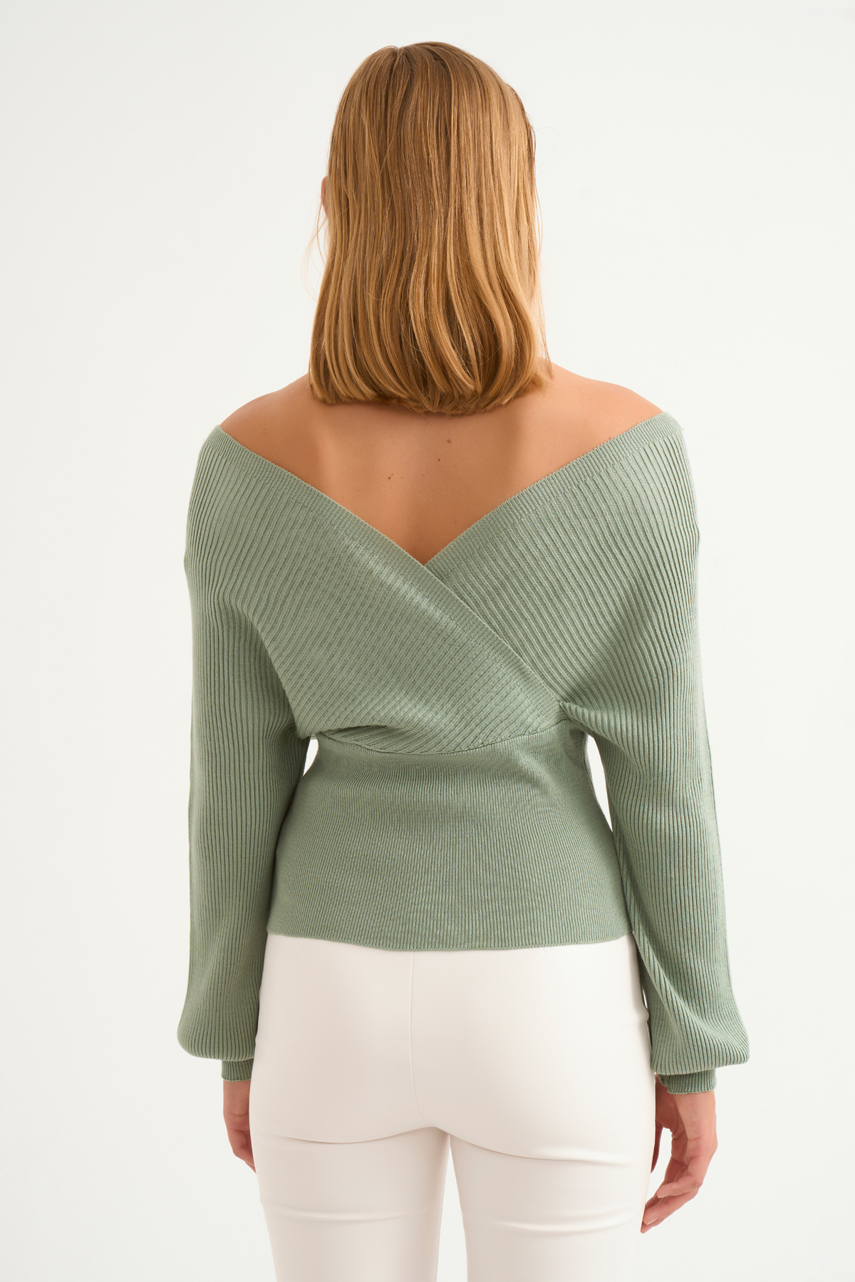 Double-breasted knit blouse - MINT