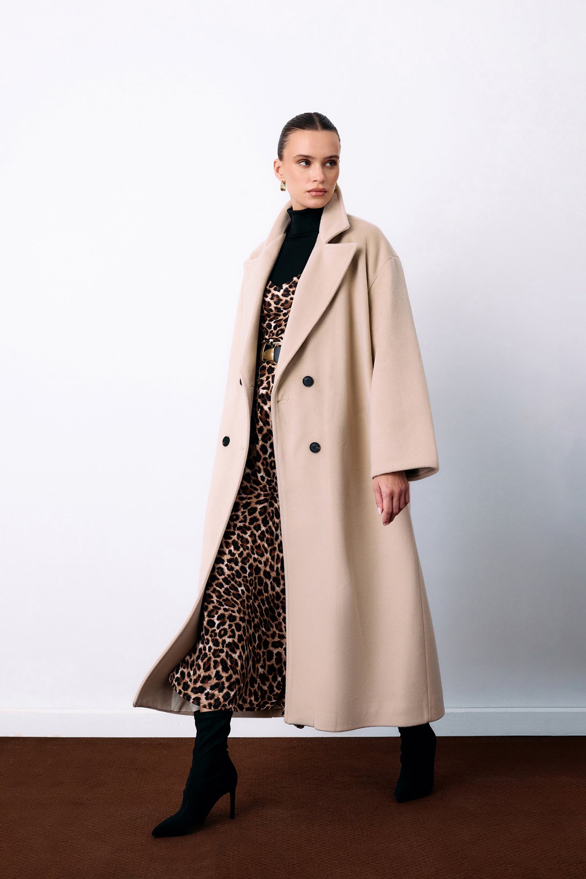 Kruvaze Uzun Kaban - Bej