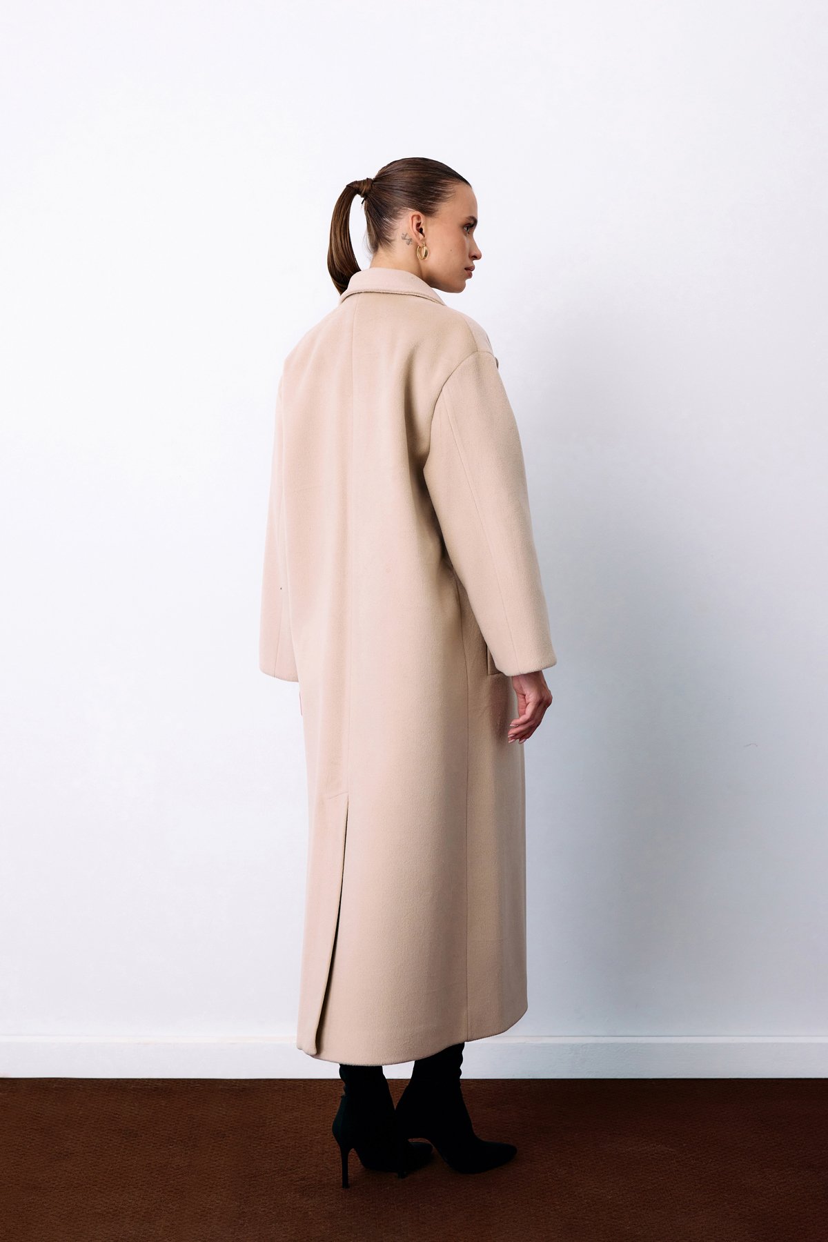 Kruvaze Uzun Kaban - Bej