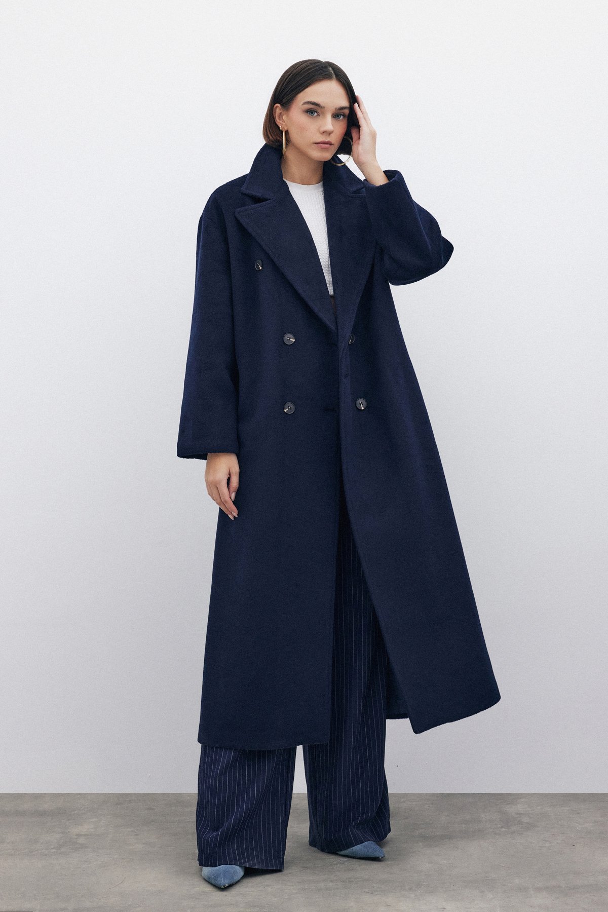 Kruvaze Uzun Kaban - LACİVERT