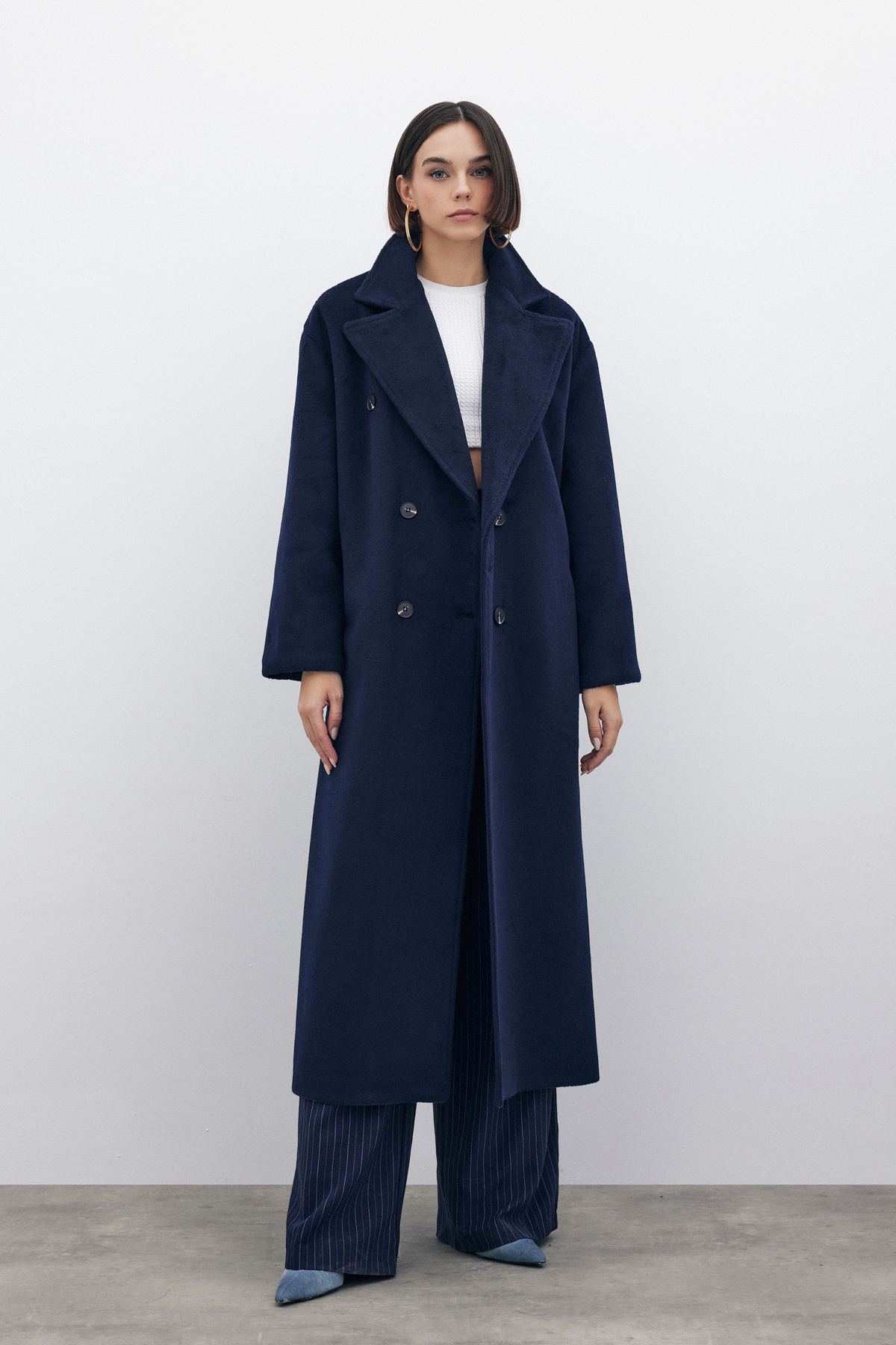 Kruvaze Uzun Kaban - LACİVERT