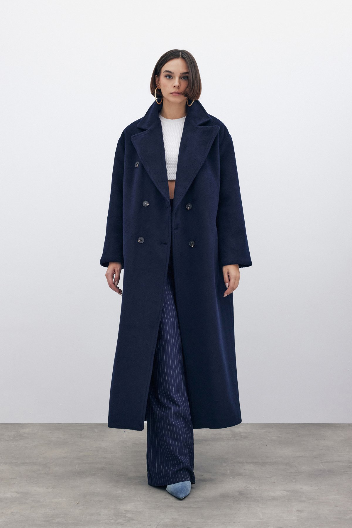 Kruvaze Uzun Kaban - LACİVERT