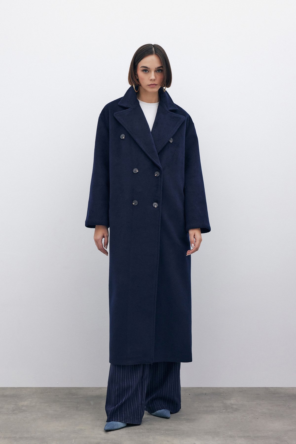 Kruvaze Uzun Kaban - LACİVERT