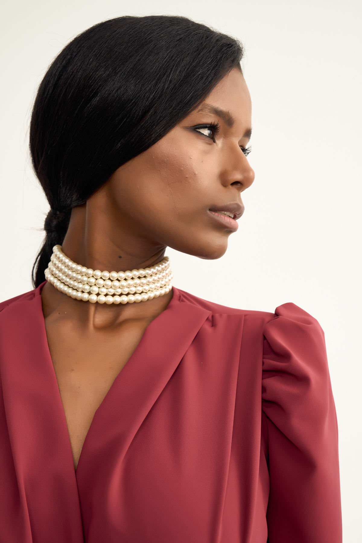 Kruvaze vatkalı bodysuit - BORDO