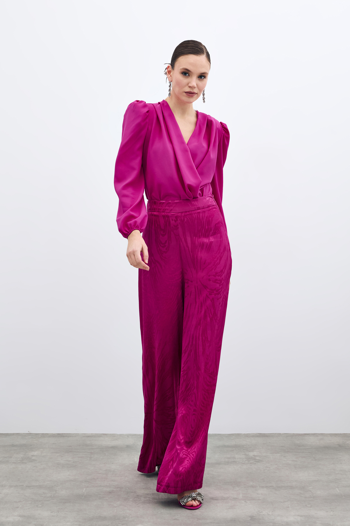 Double Breasted Waistband Bodysuit - Fuchsıa