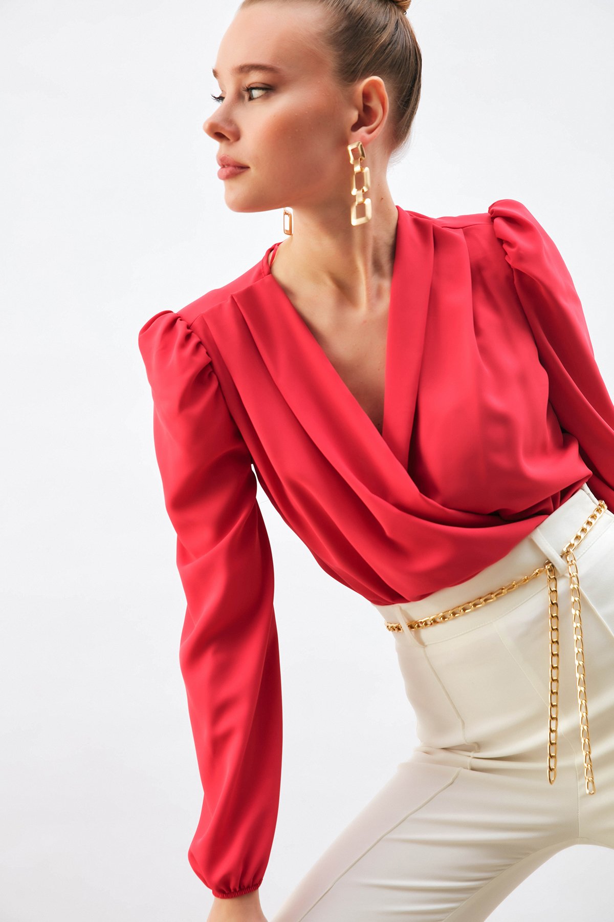 Kruvaze Vatkalı Bodysuit - MERCAN