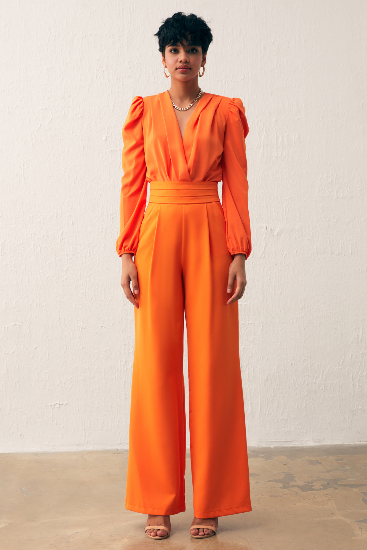 Kruvaze Vatkalı Bodysuit - ORANJ