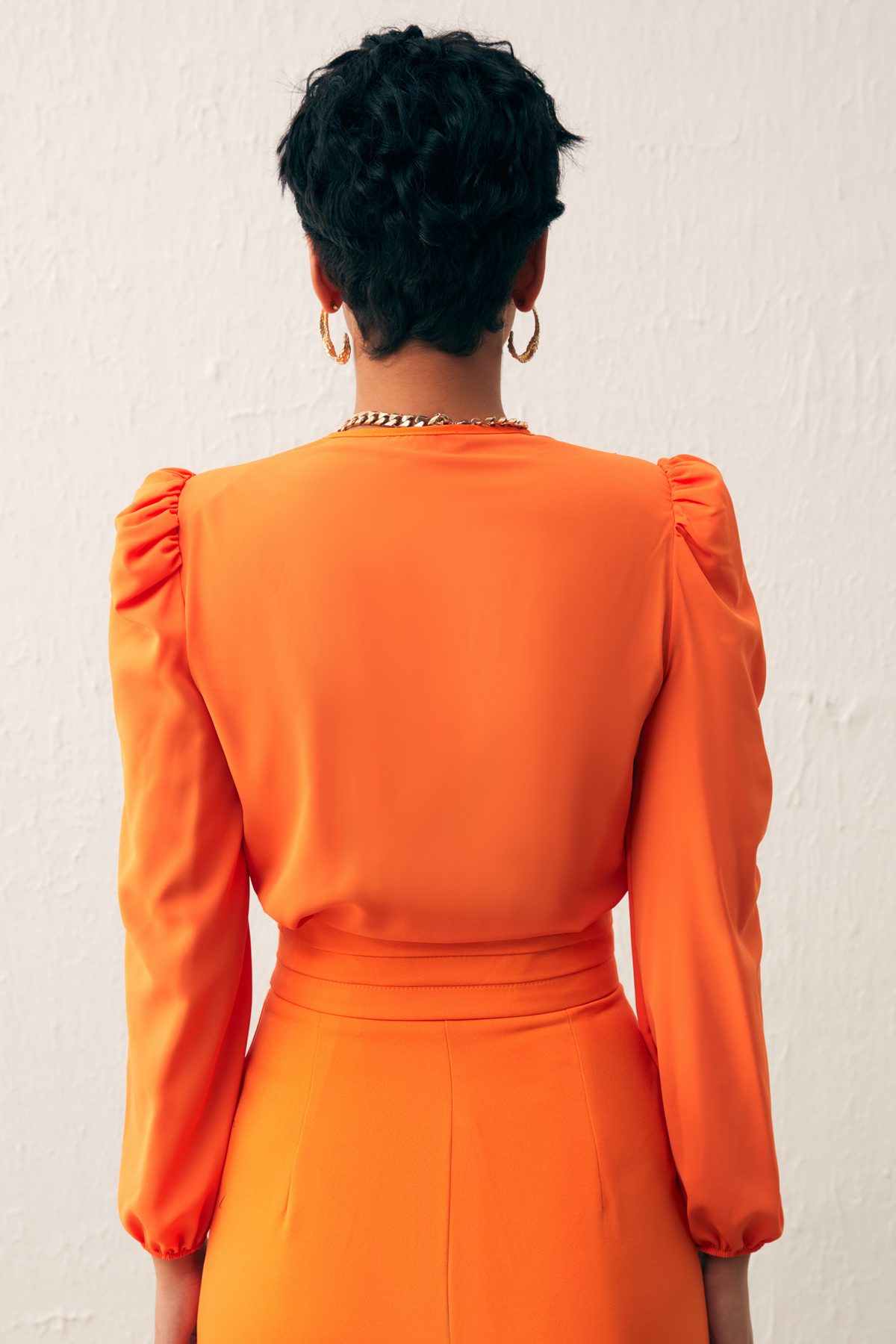 Kruvaze Vatkalı Bodysuit - ORANJ