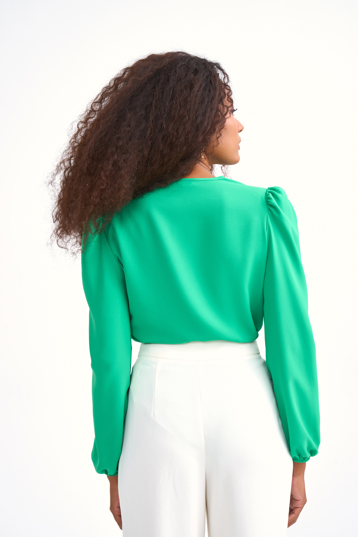 Kruvaze vatkalı bodysuit - YEŞİL