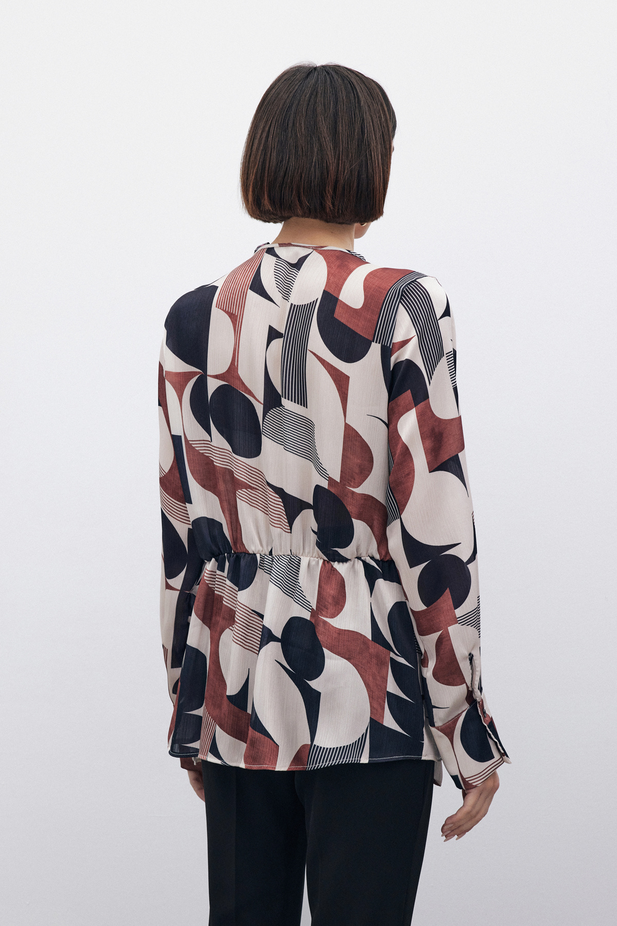 Kruvaze Yan Bağlamalı Bluz - KAHVE