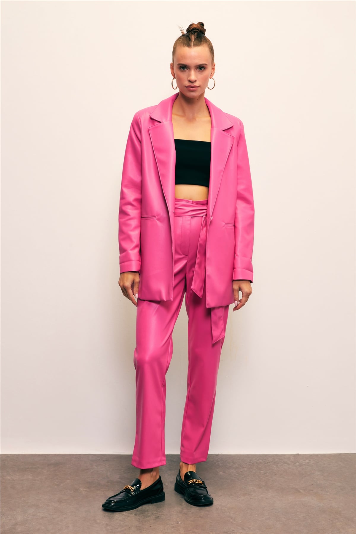 Belted Leather Pants - FuchsIa