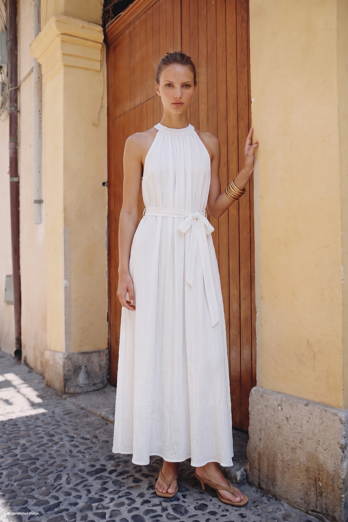 Belted Dress - Ecru