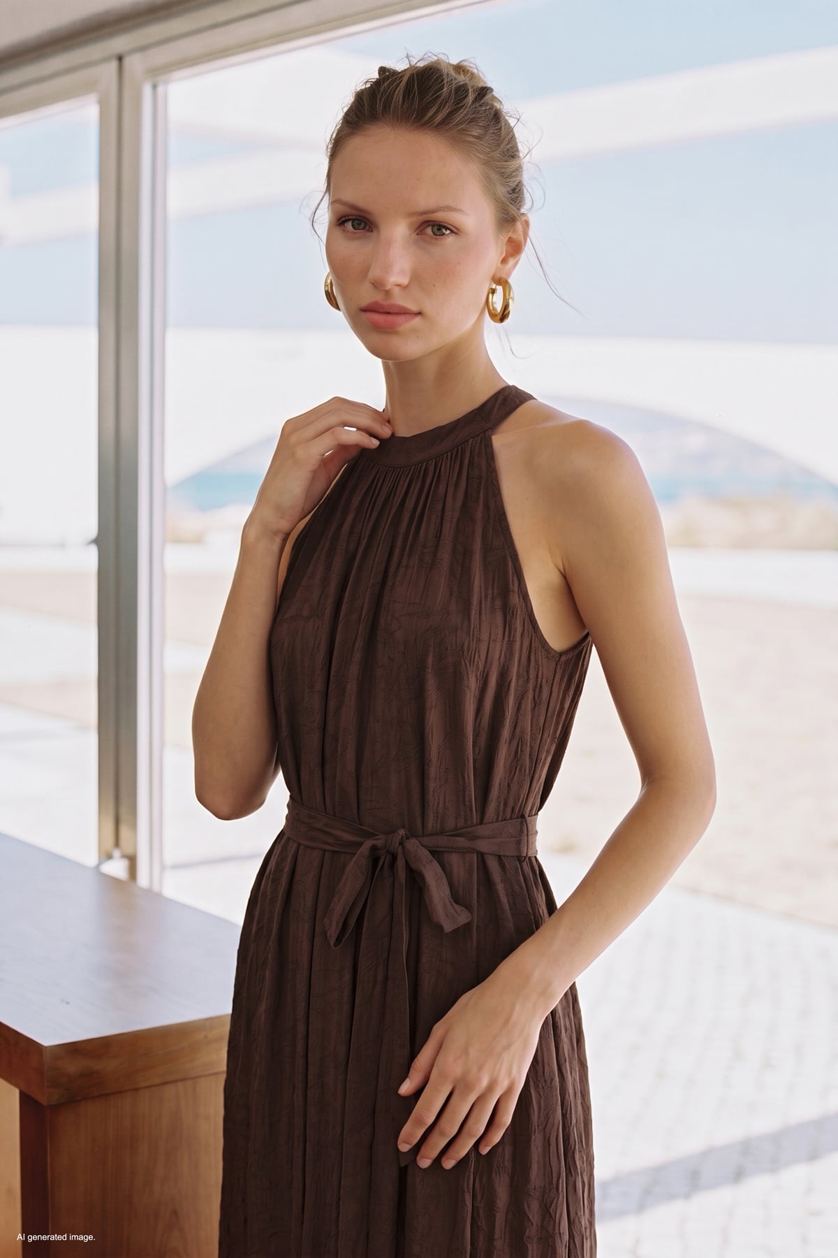 Belted Dress - Brown