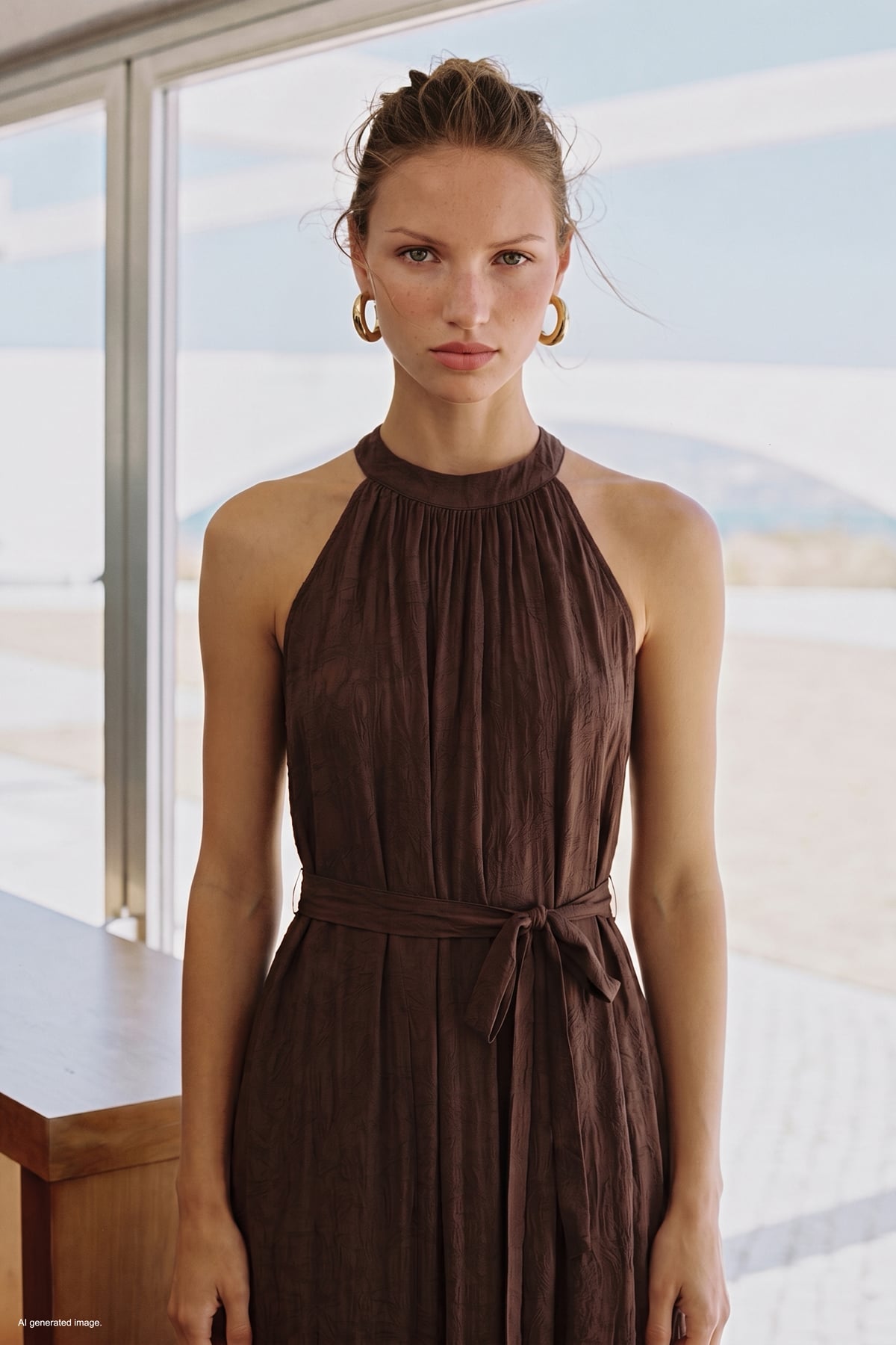 Belted Dress - Brown