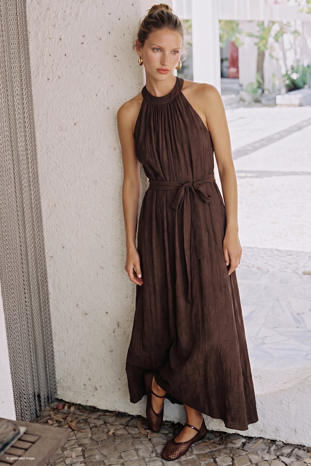 Belted Dress - Brown