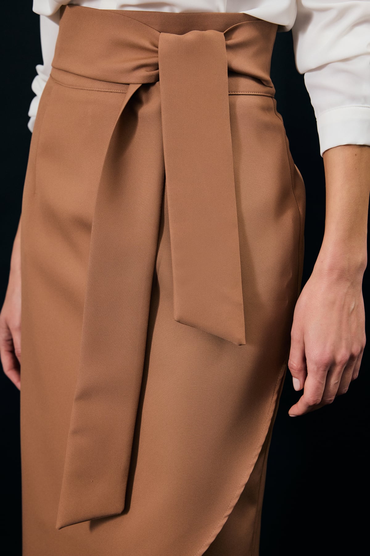 Belted Pencil Skirt - Camel