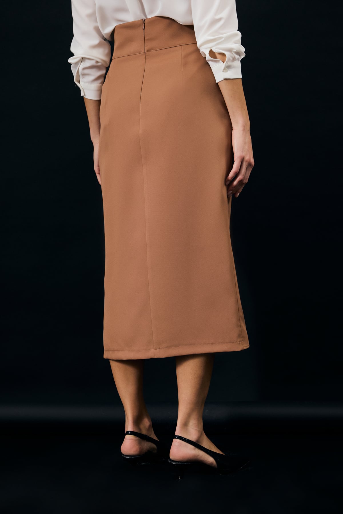 Belted Pencil Skirt - Camel