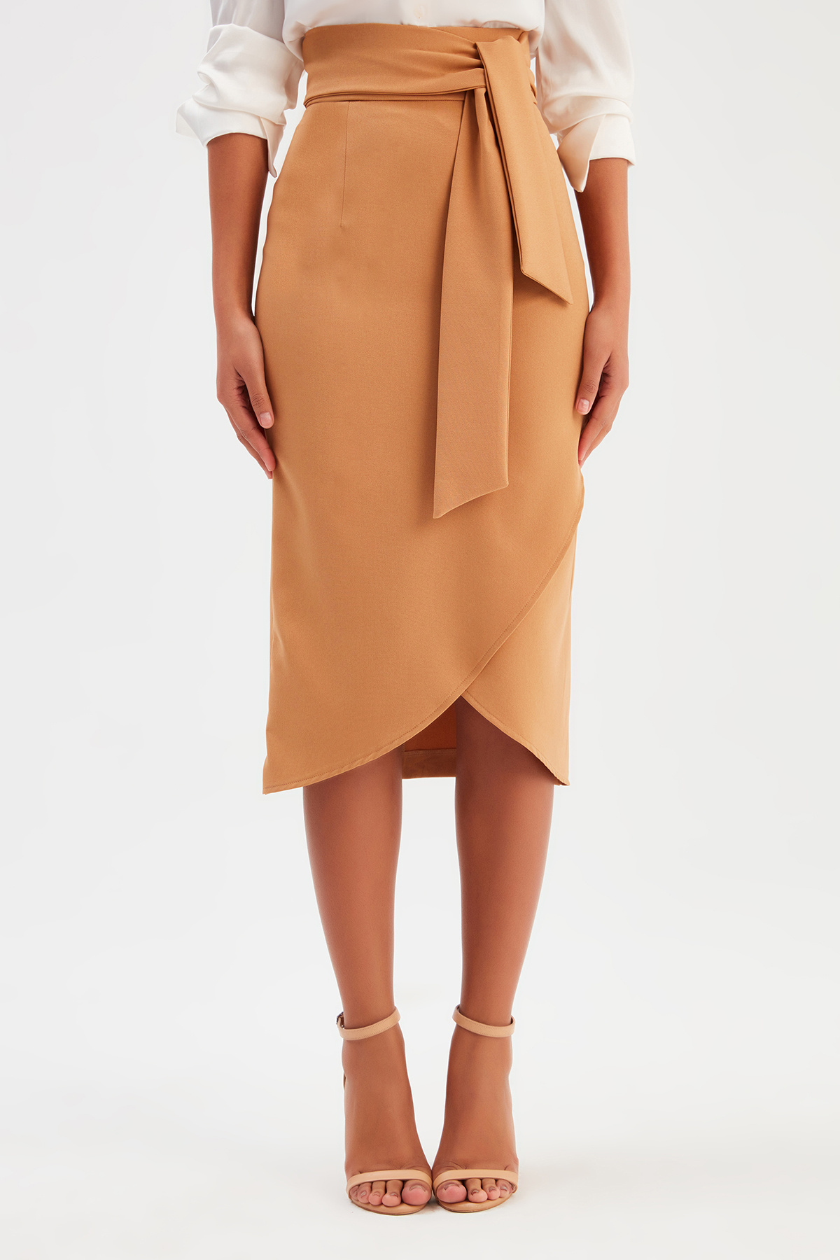 Kuşaklı Kalem Etek - CAMEL