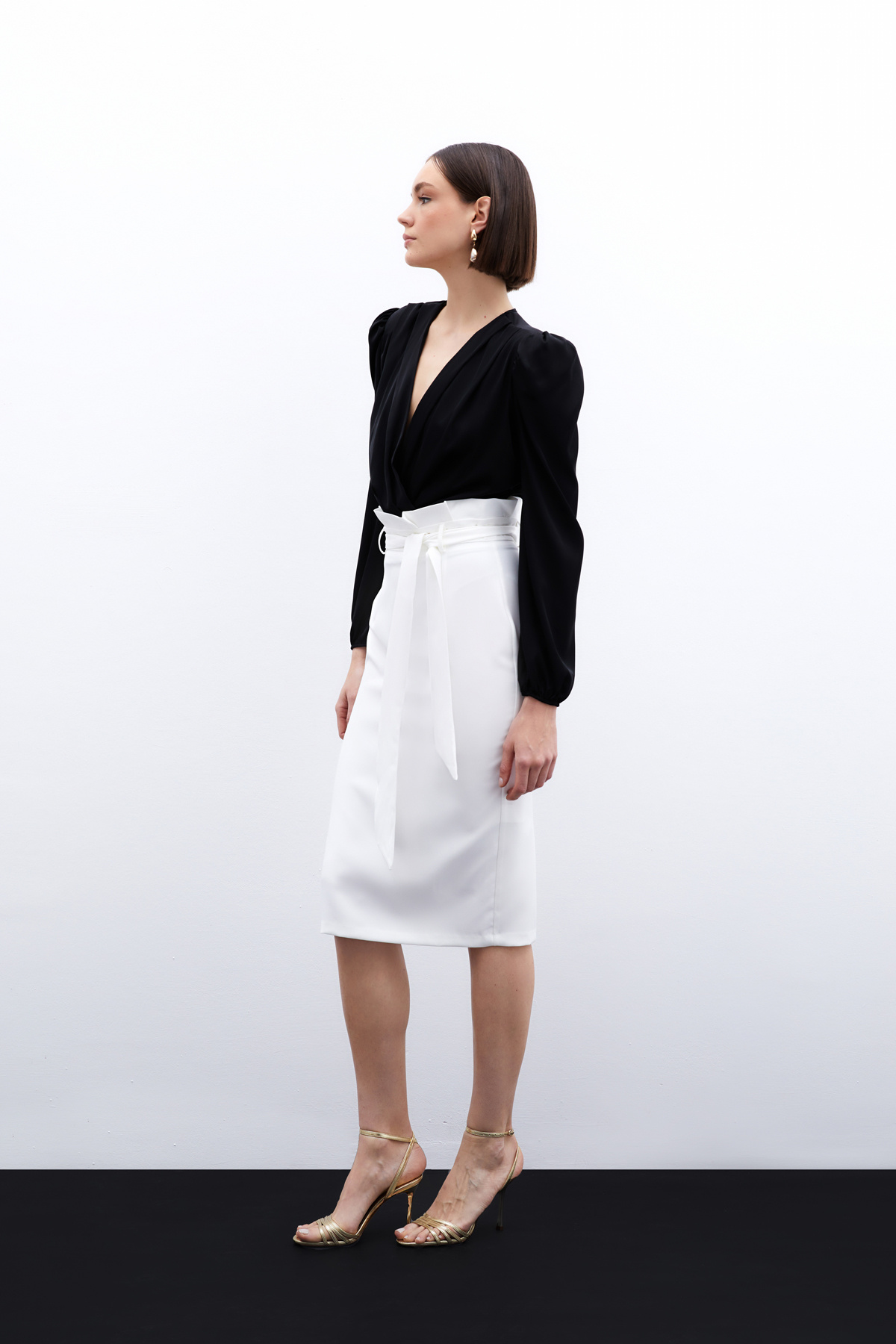 Belted Pencil Skirt - Ecru