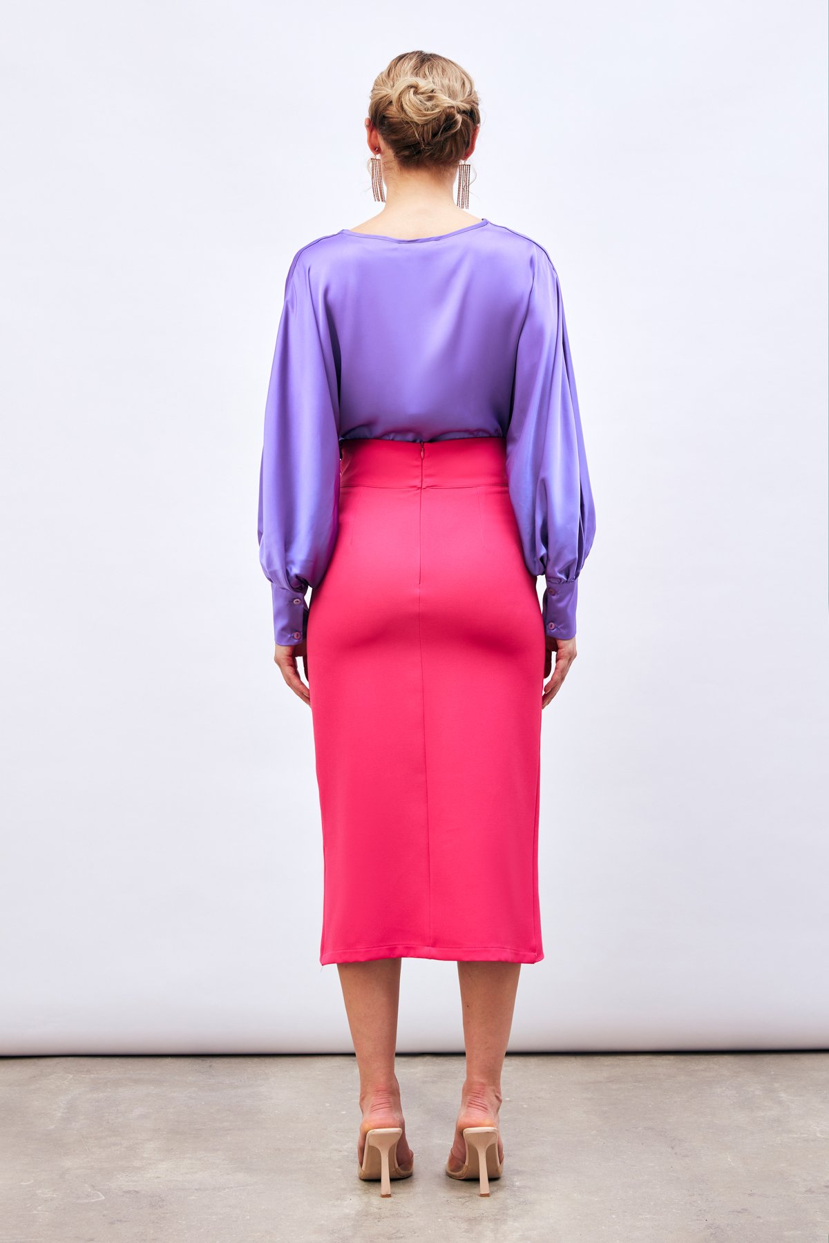 Kuşaklı Kalem Etek - FUŞYA