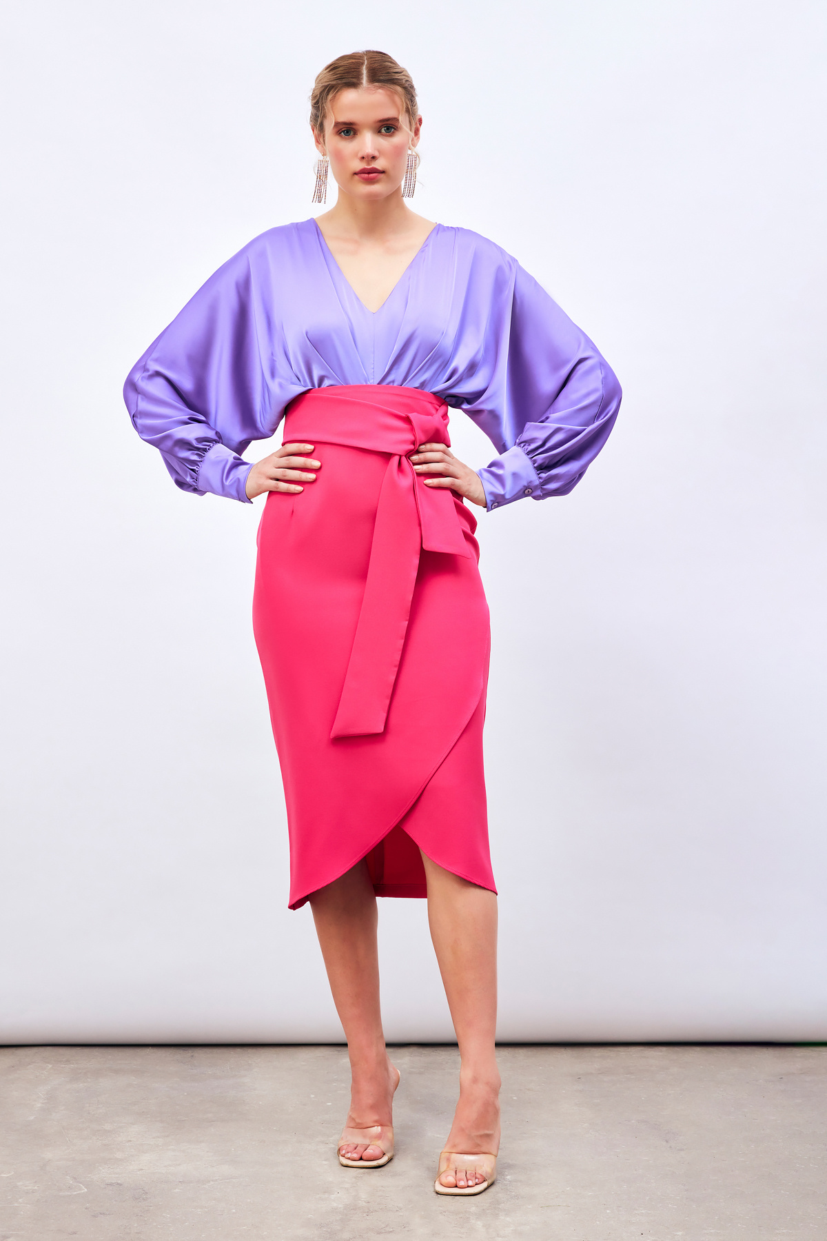 Kuşaklı Kalem Etek - FUŞYA