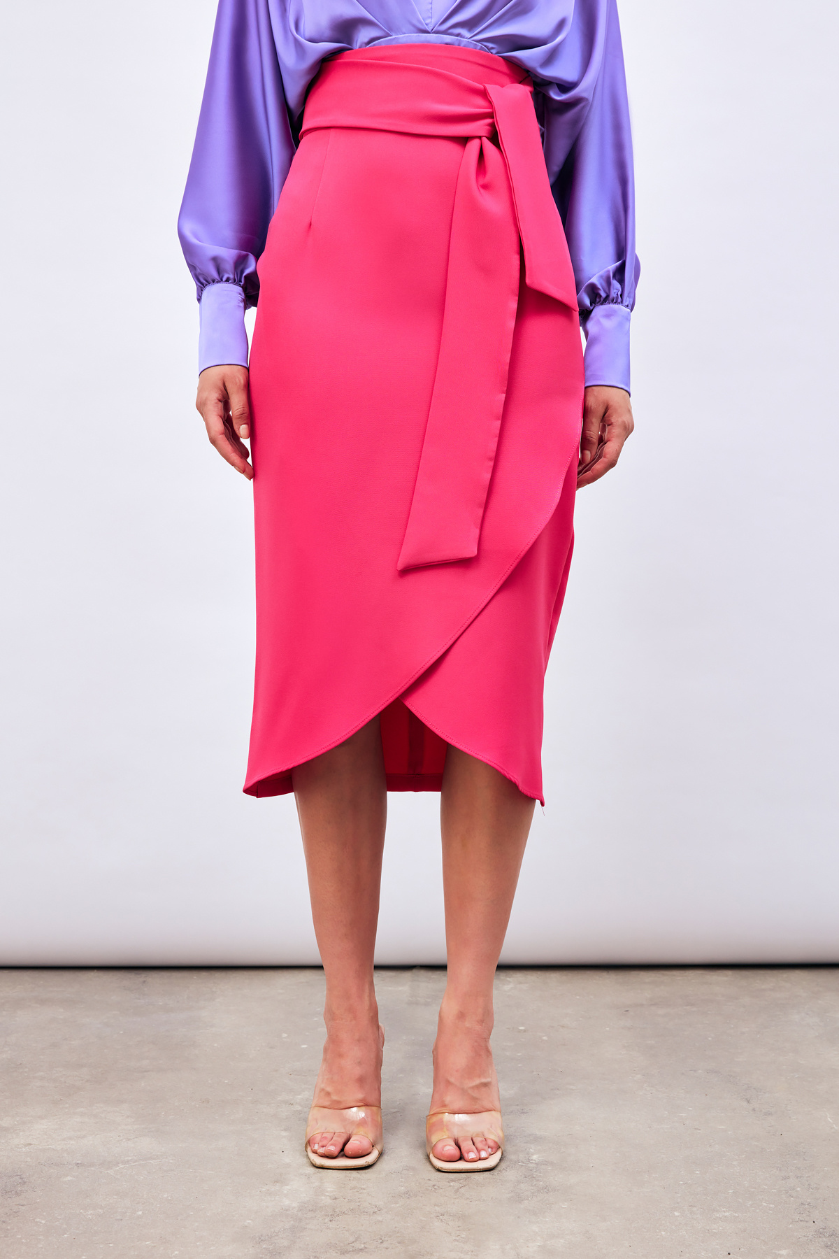 Kuşaklı Kalem Etek - FUŞYA