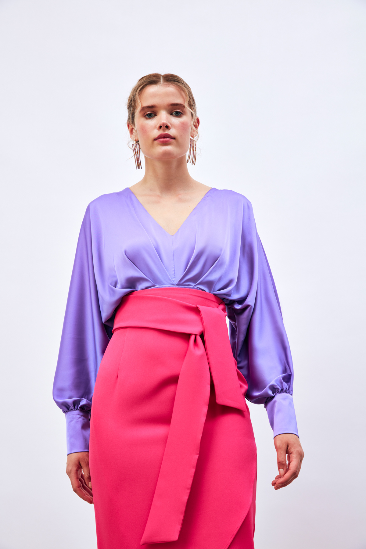 Kuşaklı Kalem Etek - FUŞYA