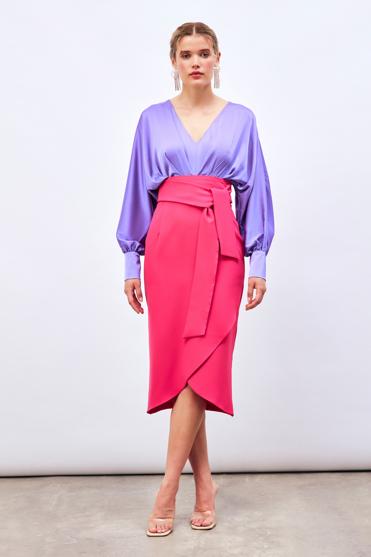 Kuşaklı Kalem Etek - FUŞYA