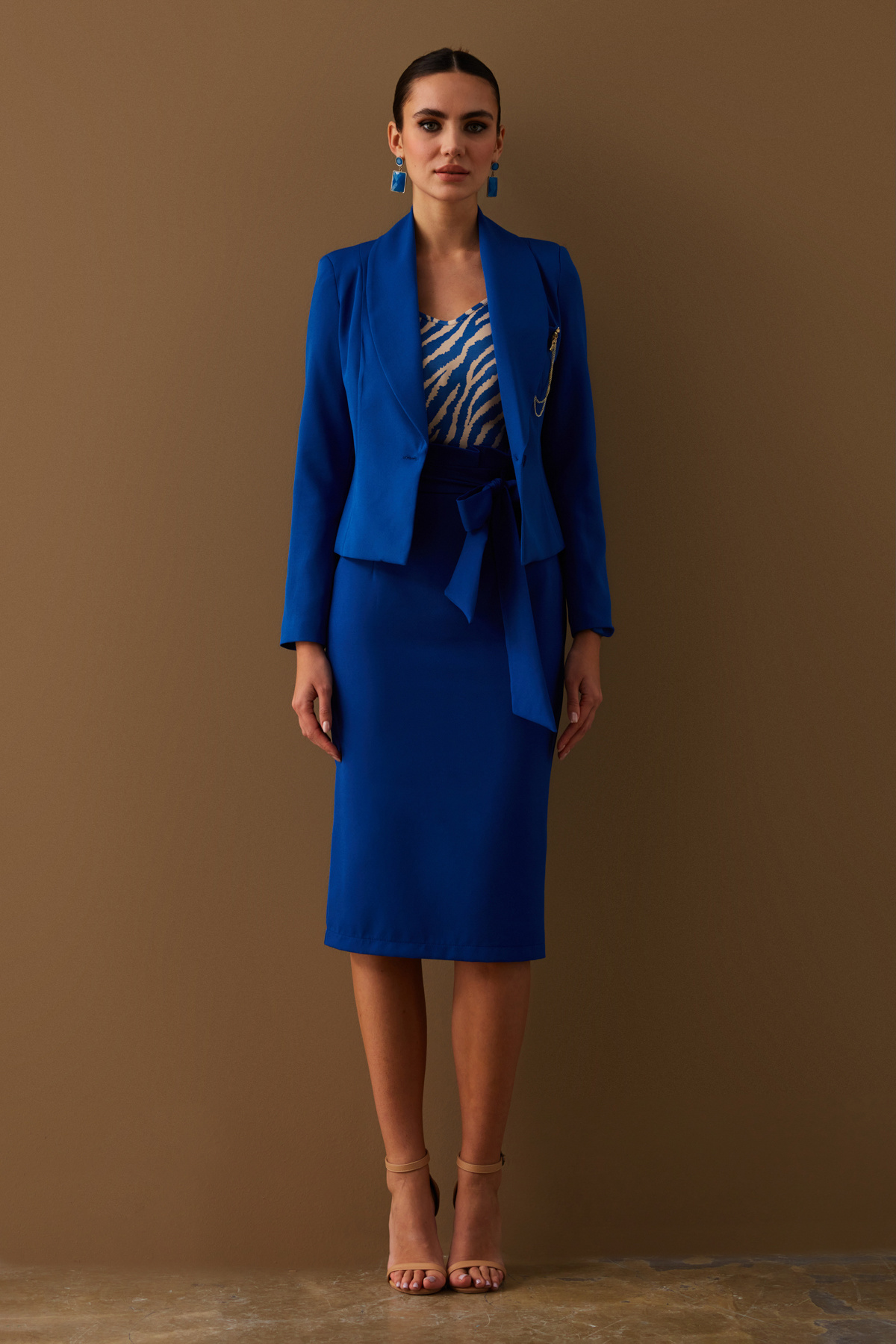 Kuşaklı kalem etek - İNDİGO