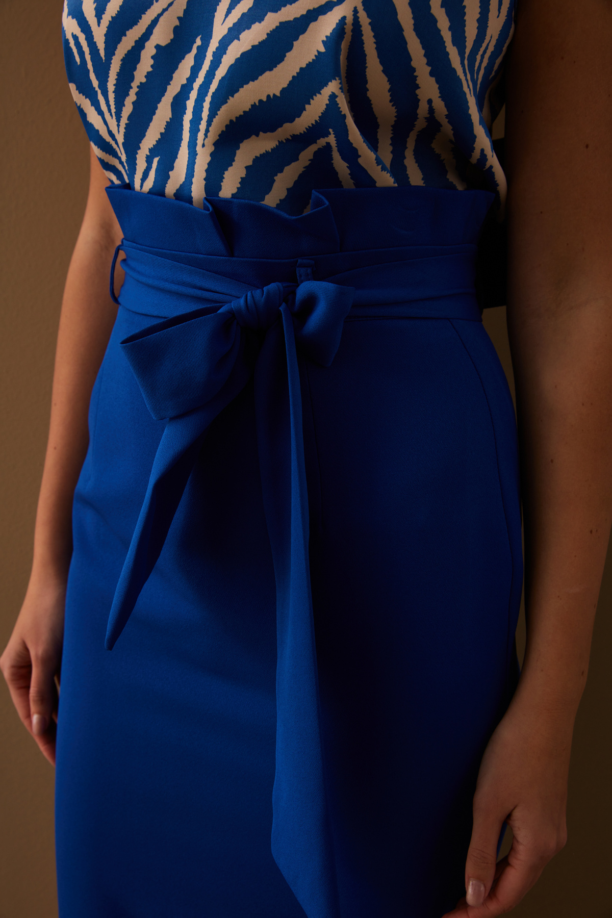 Kuşaklı kalem etek - İNDİGO