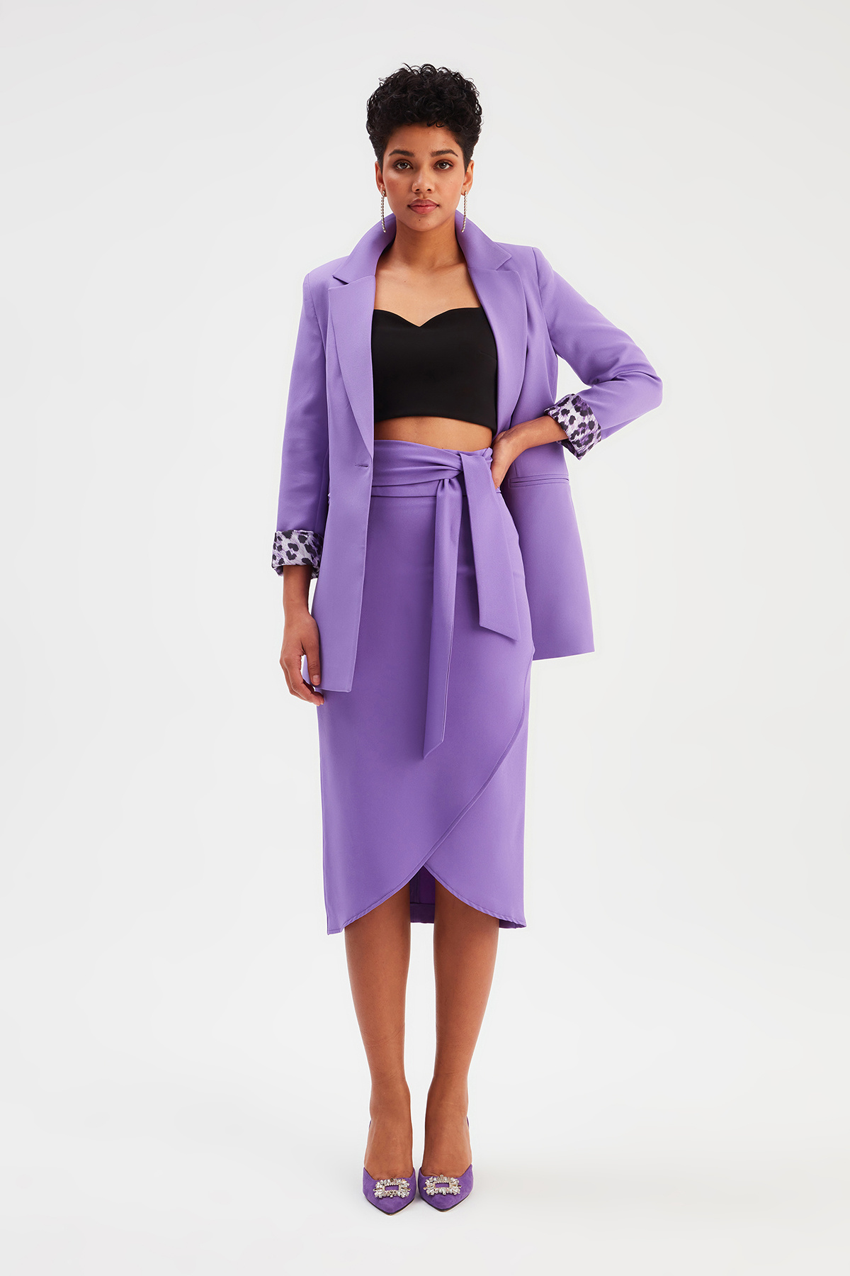 Kuşaklı Kalem Etek - MOR