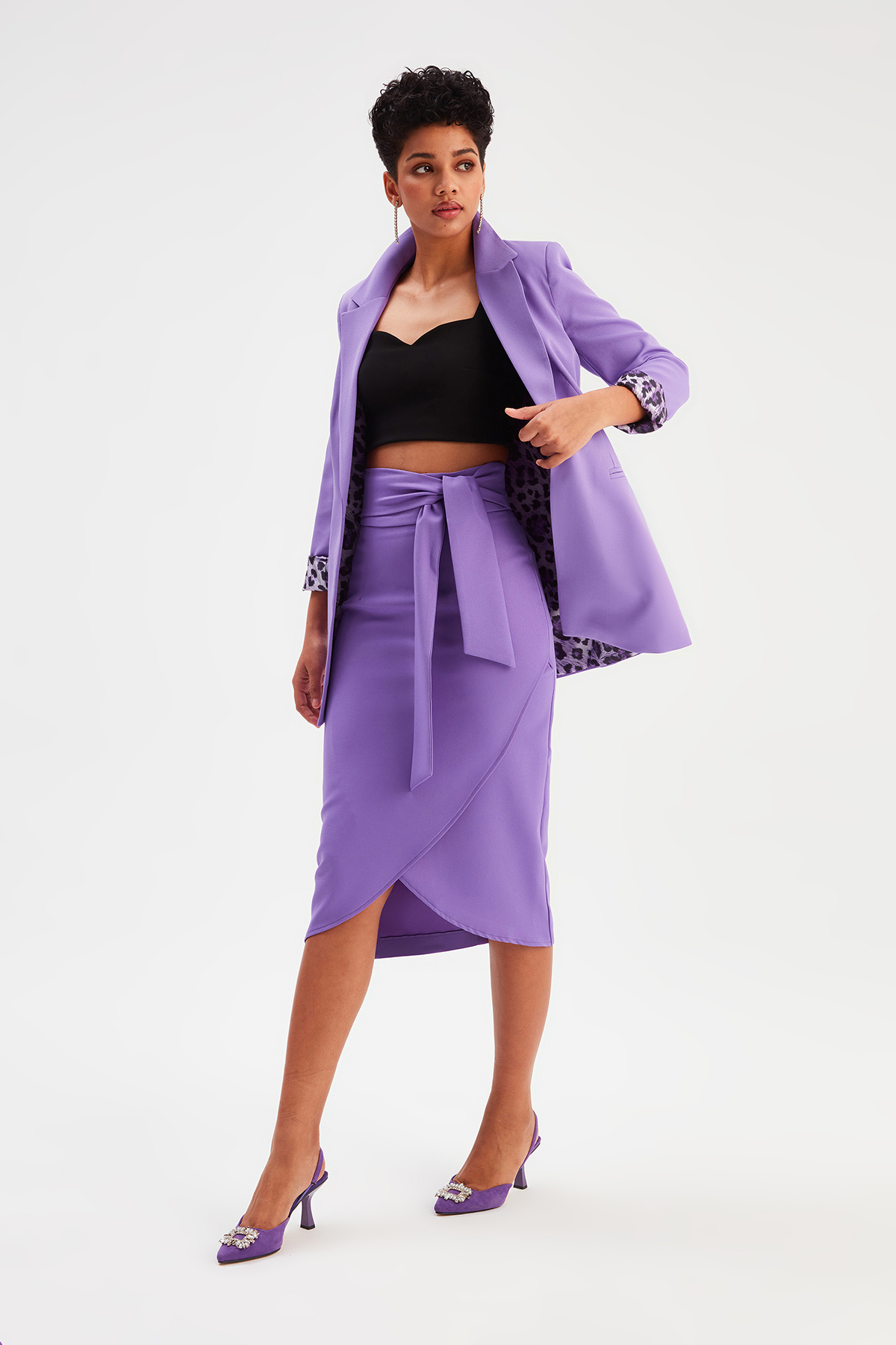 Kuşaklı Kalem Etek - MOR