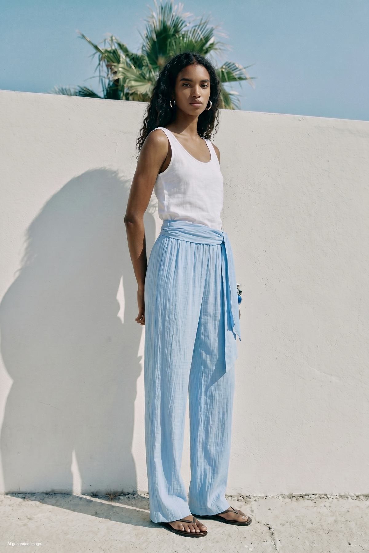 Belted Trousers - Bebe blue