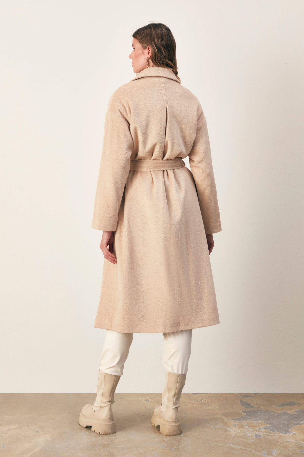 Belted Loose Coat - BEIGE