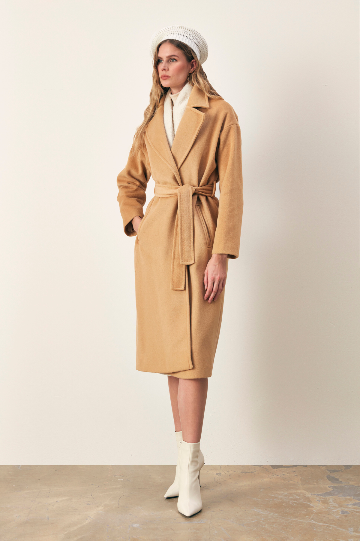 Belted Loose Coat - CAMEL