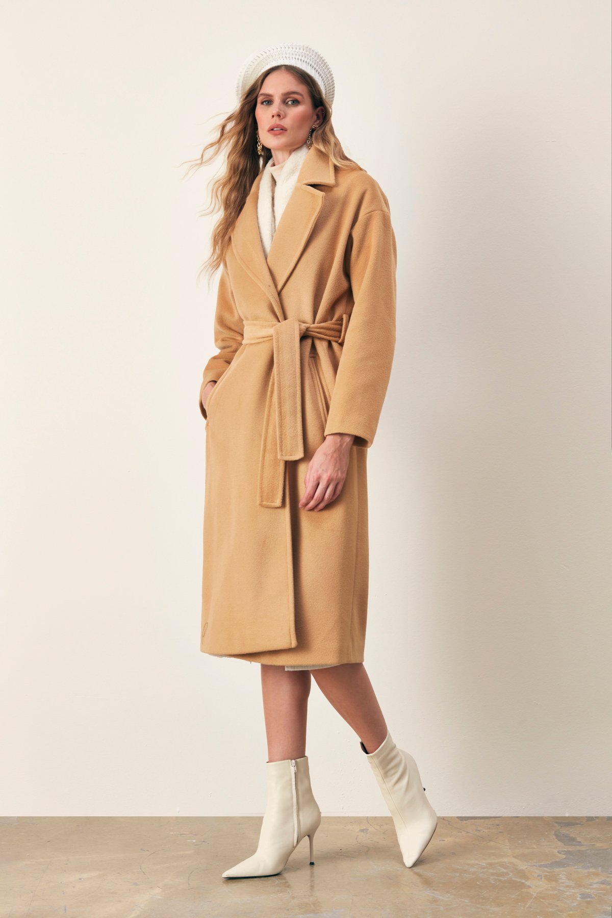Belted Loose Coat - CAMEL