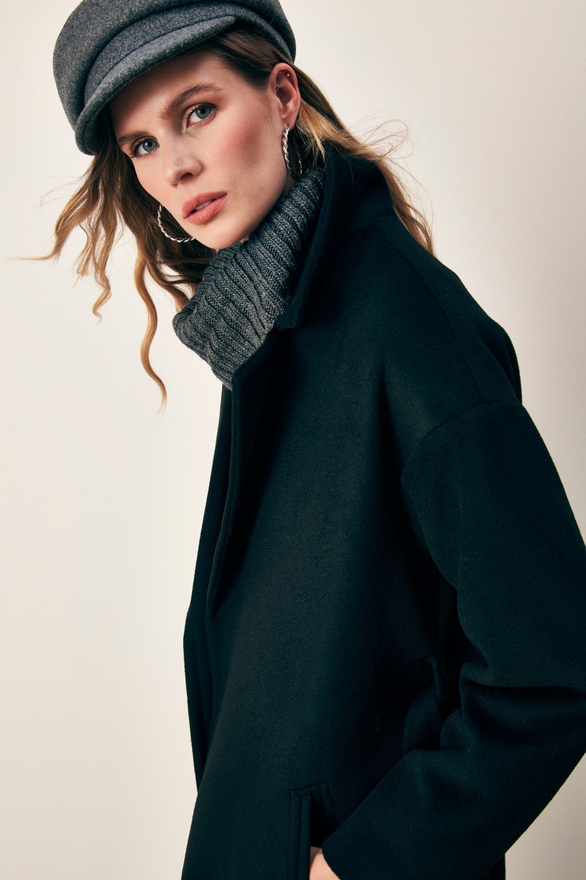 Belted Loose Coat - BLACK