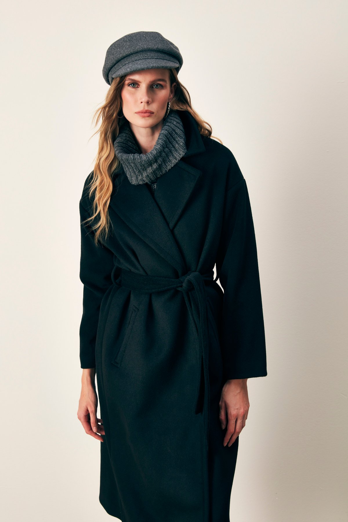 Belted Loose Coat - BLACK