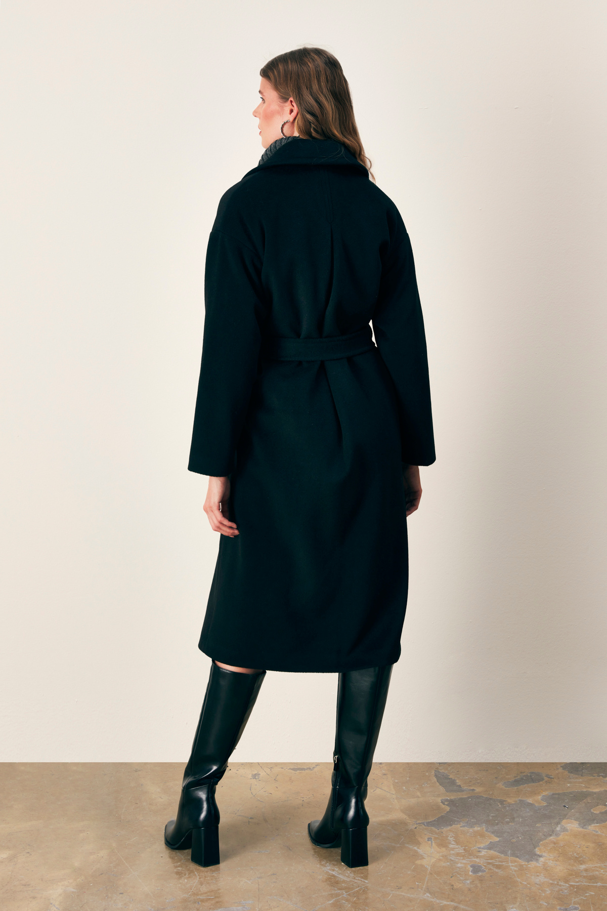 Belted Loose Coat - BLACK