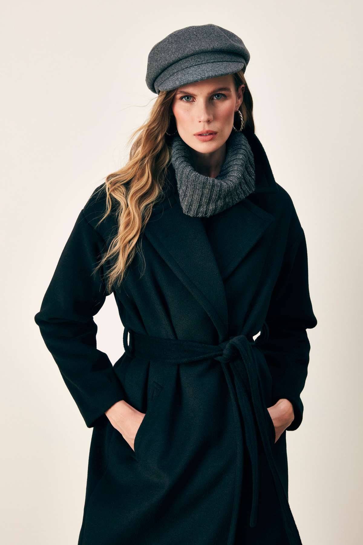 Belted Loose Coat - BLACK