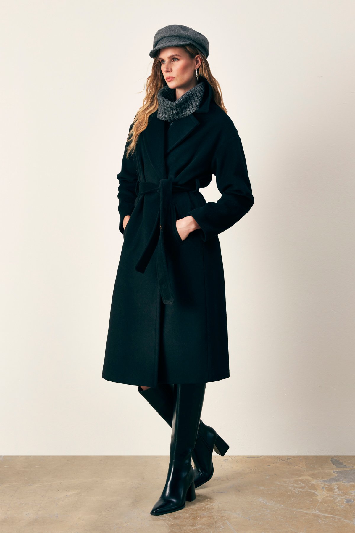 Belted Loose Coat - BLACK
