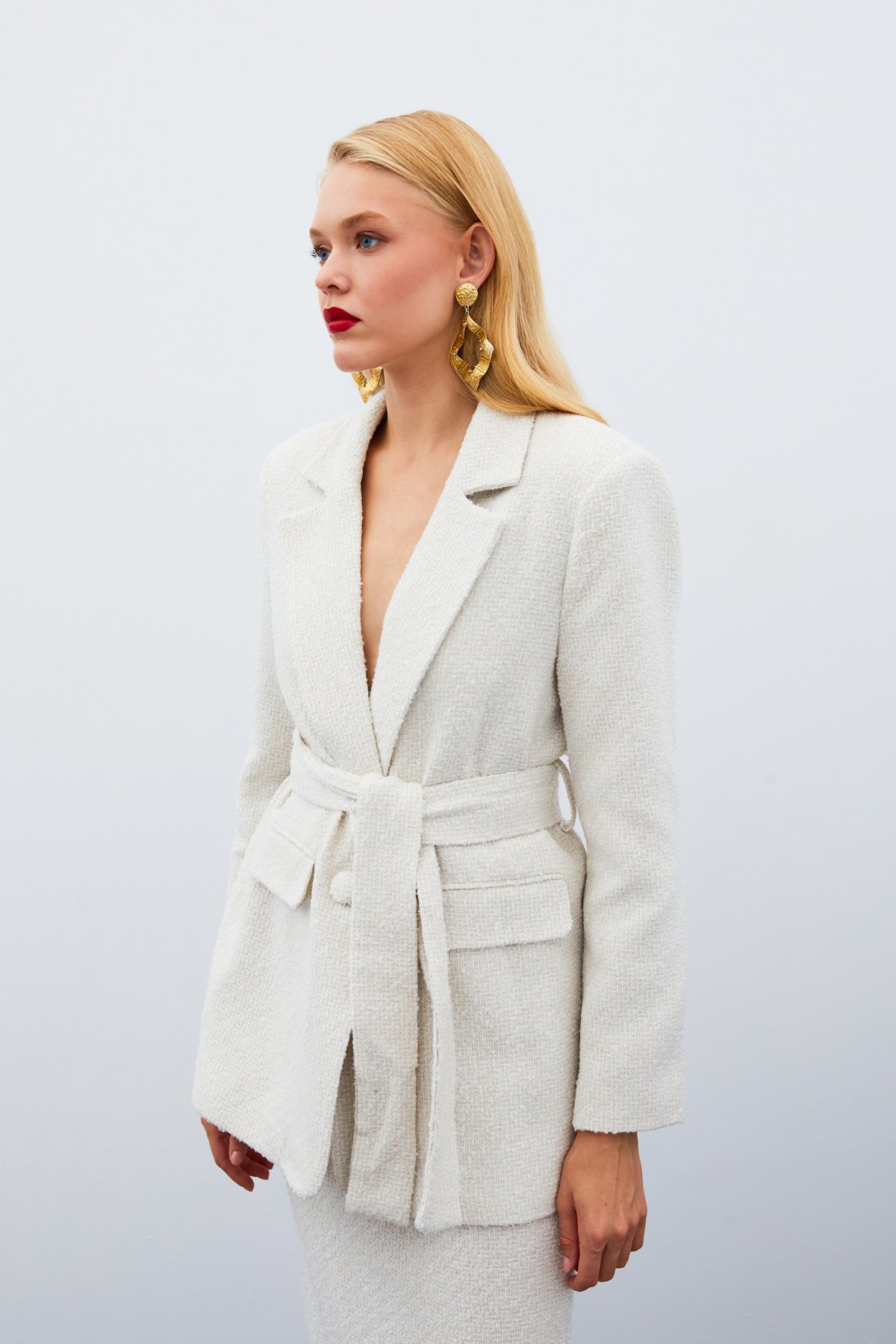 Kuşaklı Tüvit Ceket - TAŞ