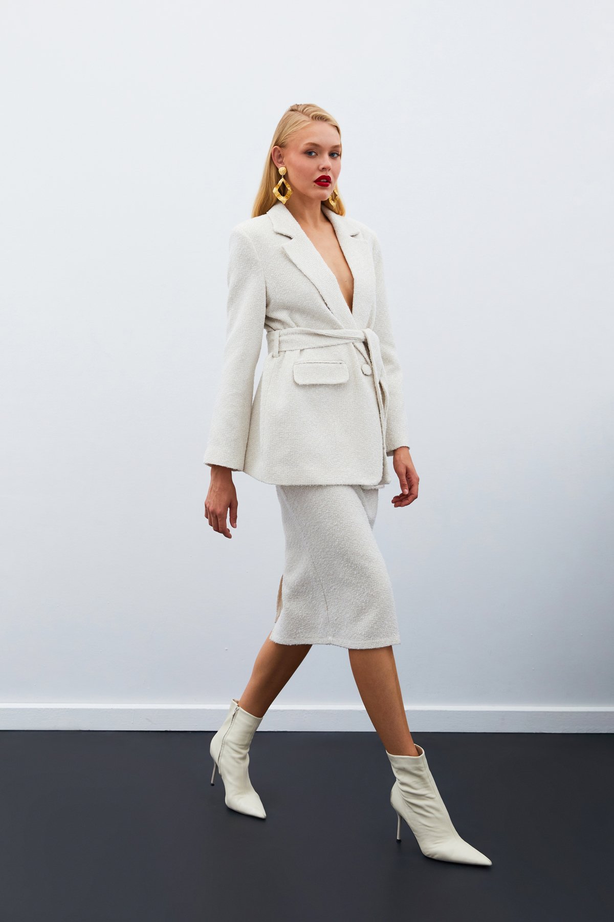 Kuşaklı Tüvit Ceket - TAŞ