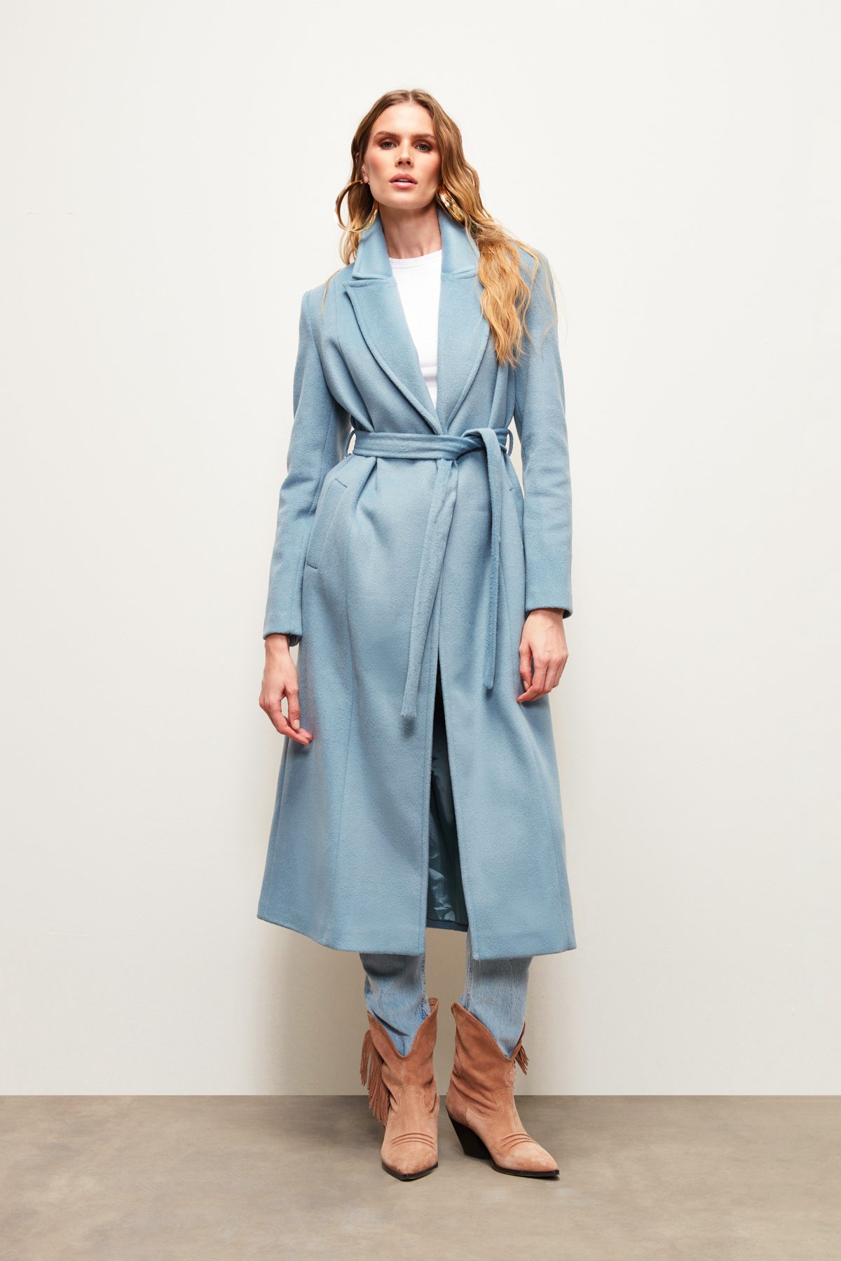 Kuşaklı Uzun Kaban - BEBE MAVİ