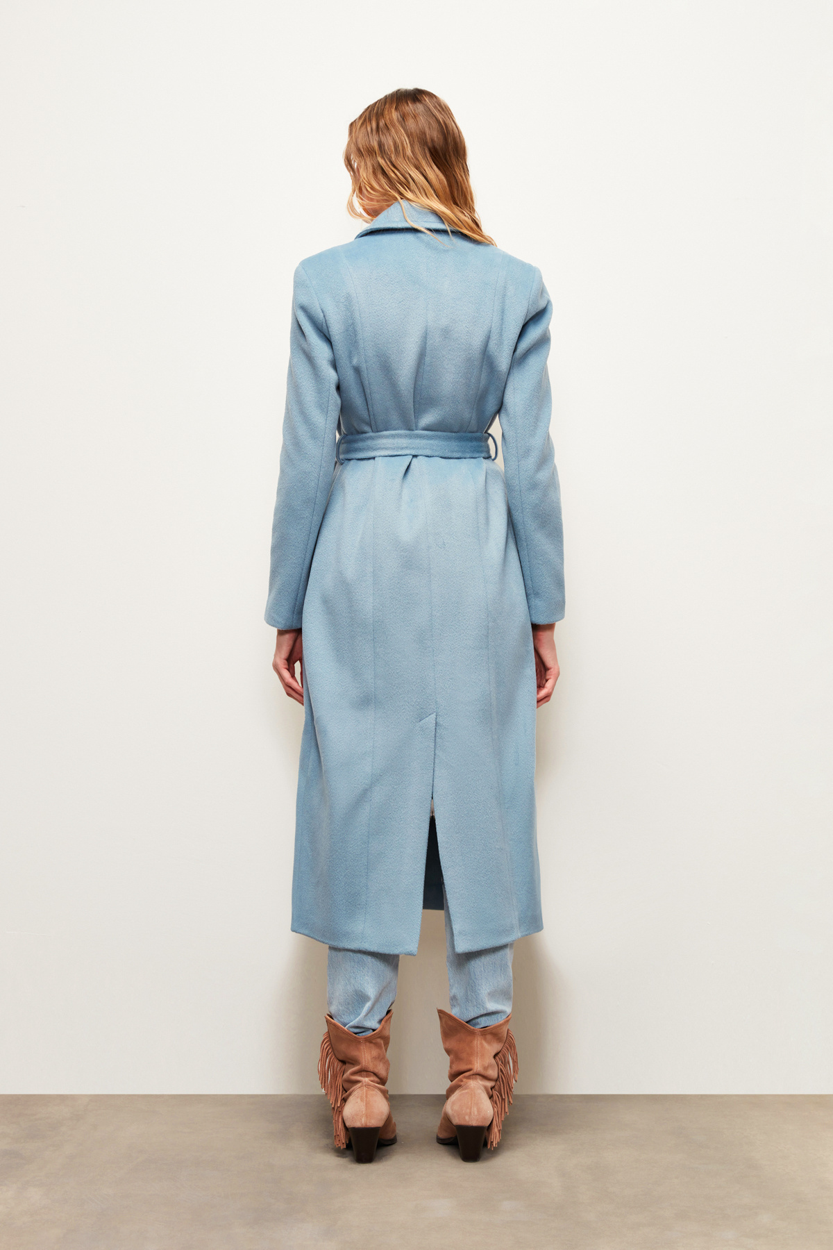 Kuşaklı Uzun Kaban - BEBE MAVİ