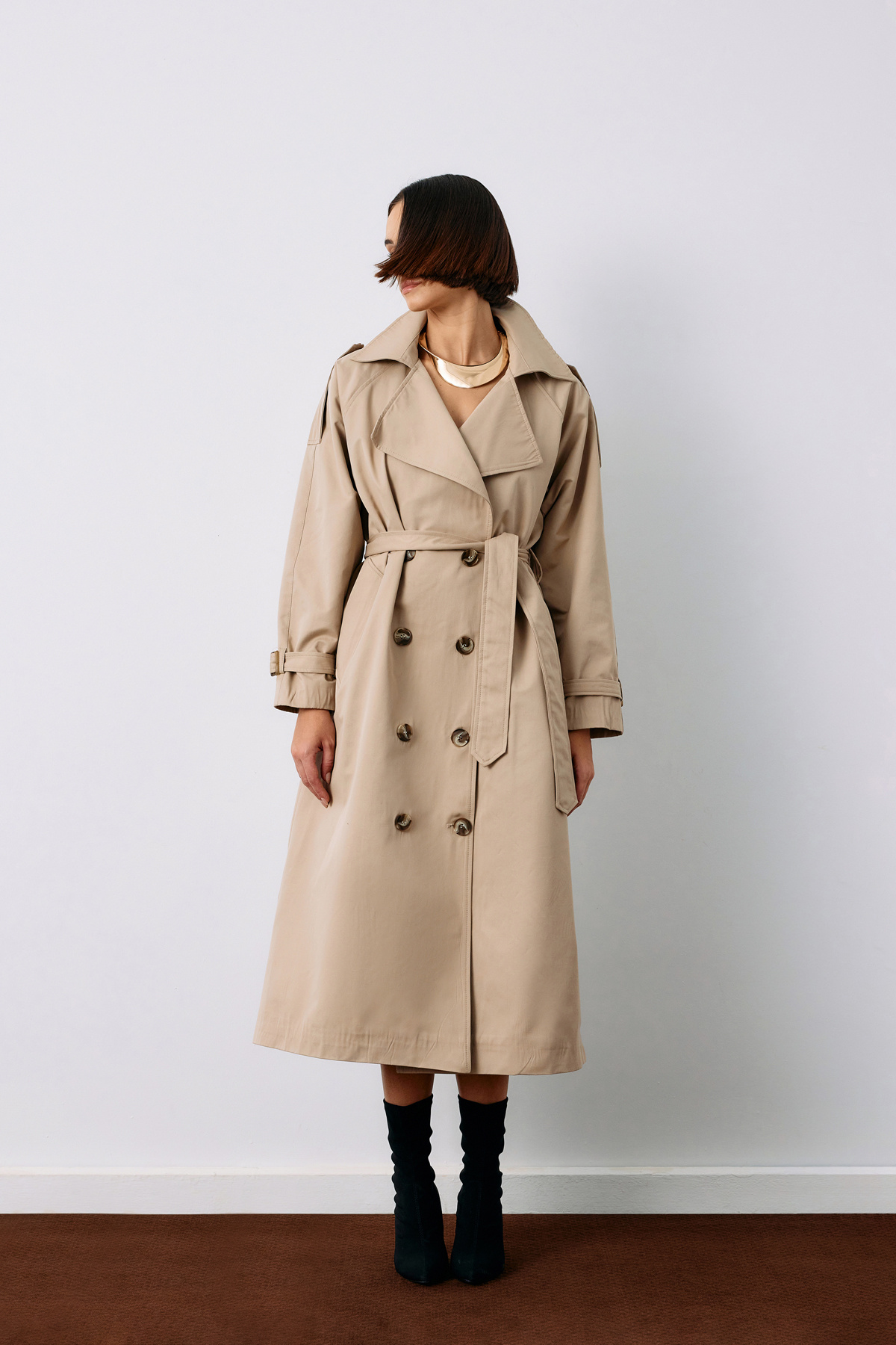 Kuşaklı Uzun Trenç - BEJ