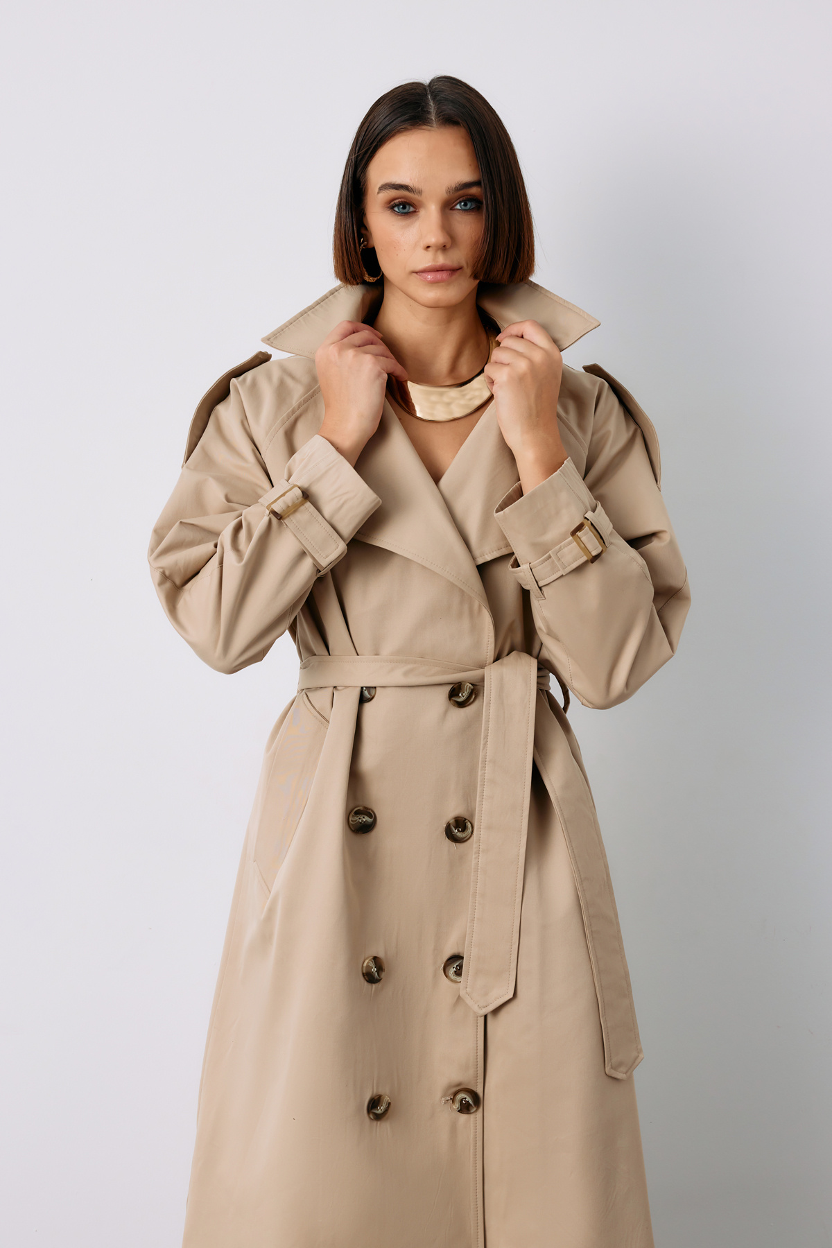 Kuşaklı Uzun Trenç - BEJ