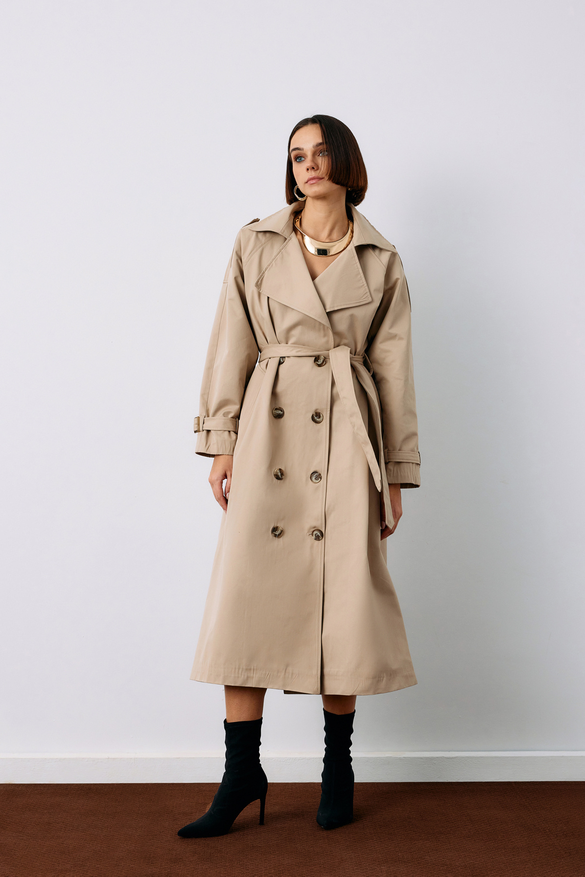 Kuşaklı Uzun Trenç - BEJ