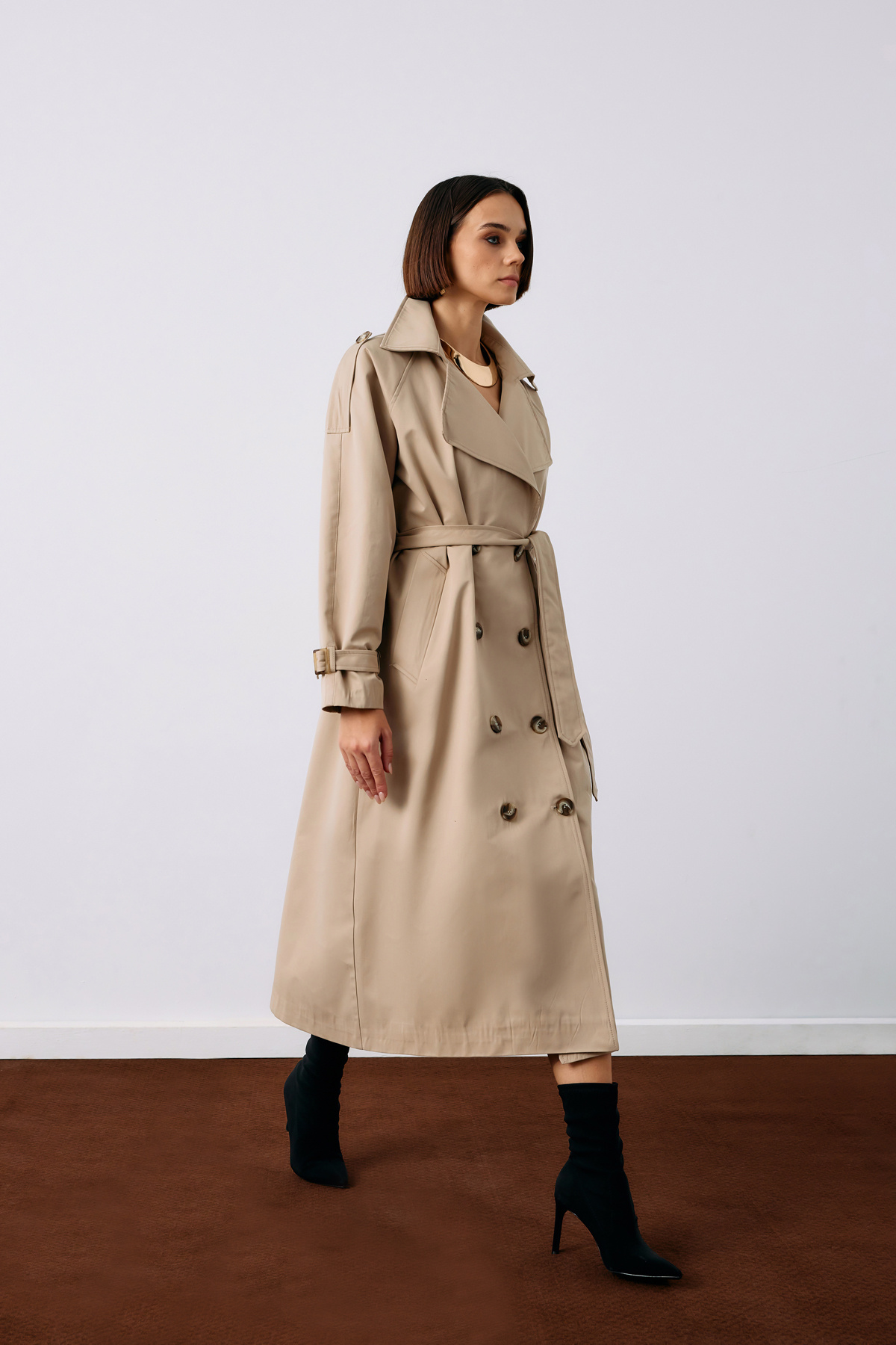 Kuşaklı Uzun Trenç - BEJ